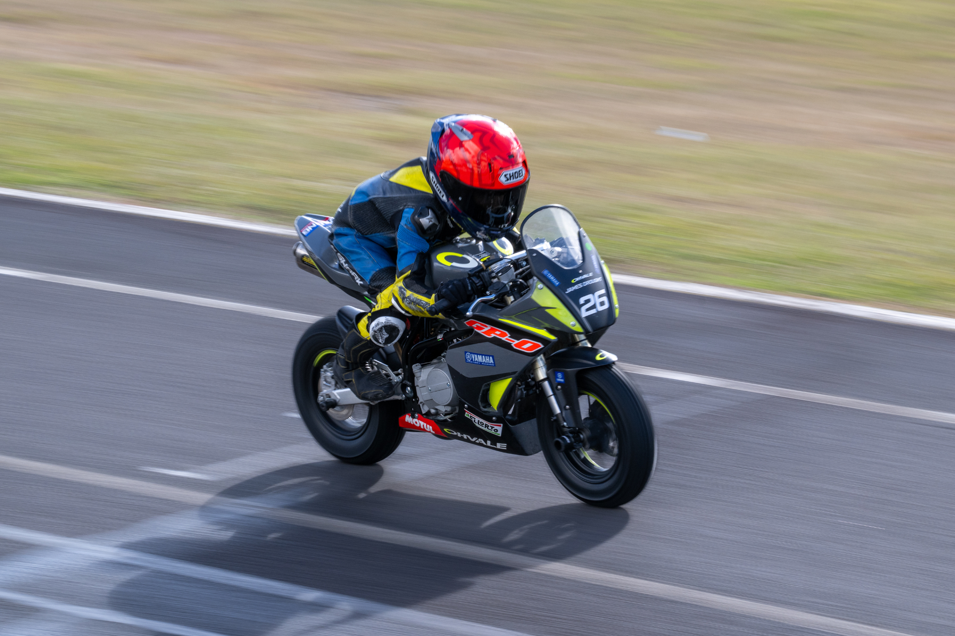 James on the gas mid-corner